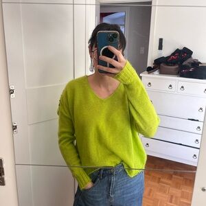 Mohair wool lime green sweater